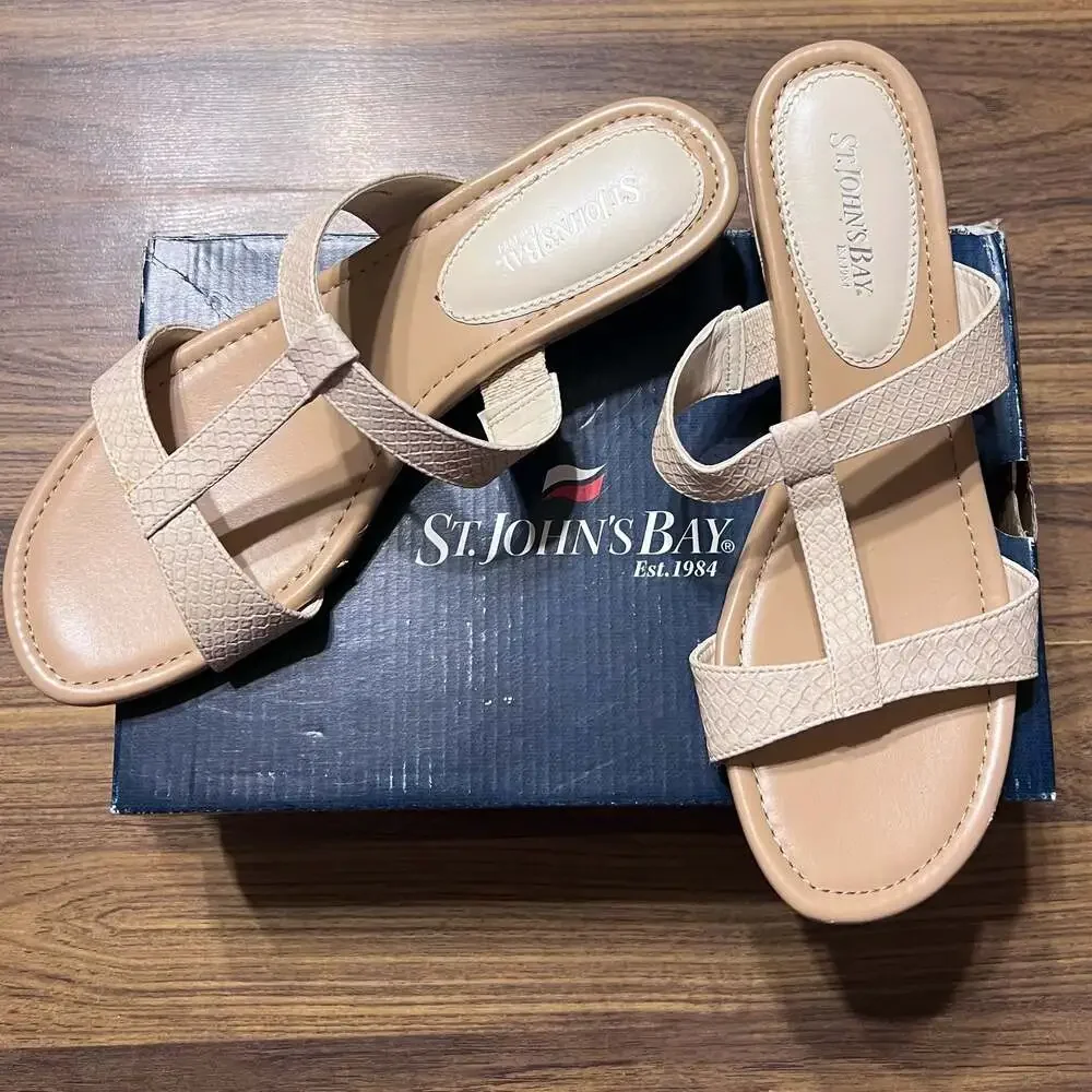 St. John's Bay Mora Cream Snake Print Wedge Sandals